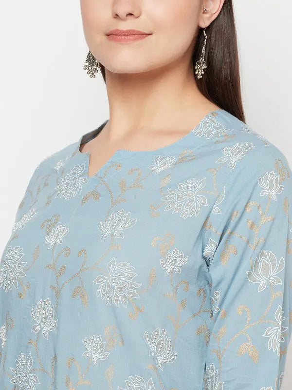 Block-printed Cotton Kurta | Blue | Ambar SOW