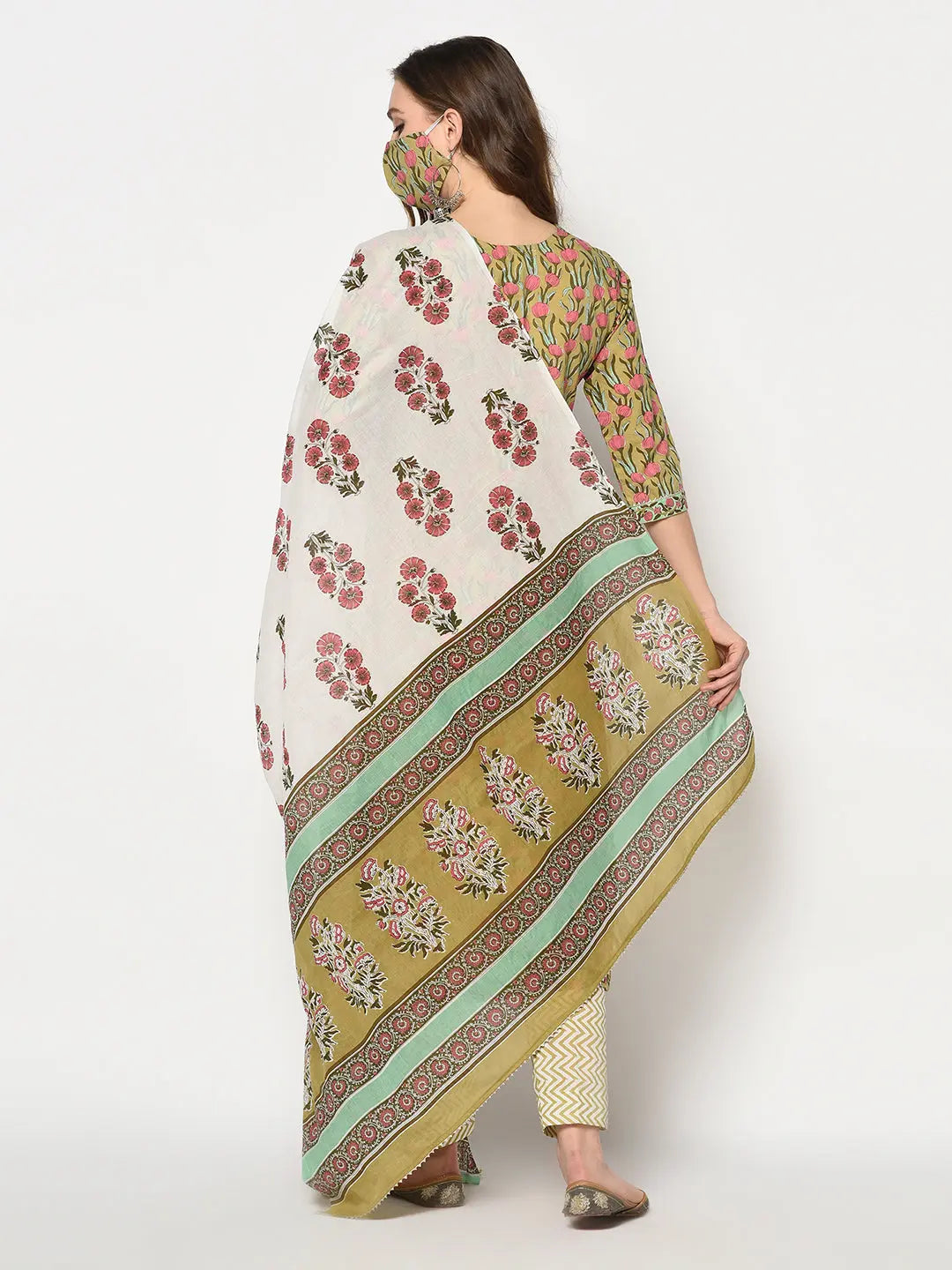 Block printed Kurta and Pant Set | Pure Cotton | Green | Suranjana SOW