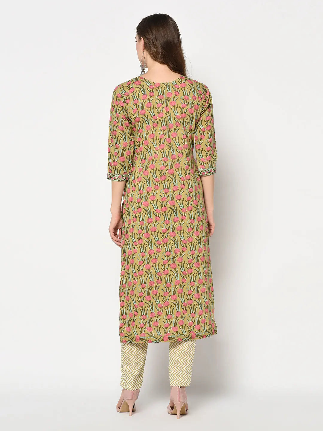 Block printed Kurta and Pant Set | Pure Cotton | Green | Suranjana SOW