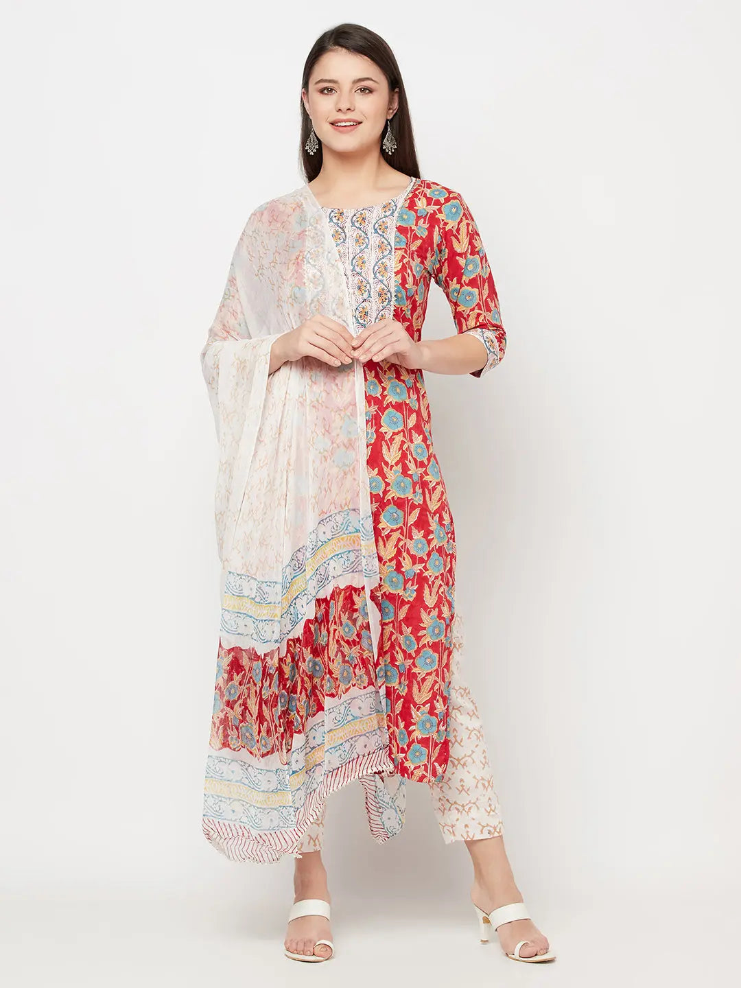 Block printed Kurta and Pant Set | Pure Cotton | Red | Lalli SOW
