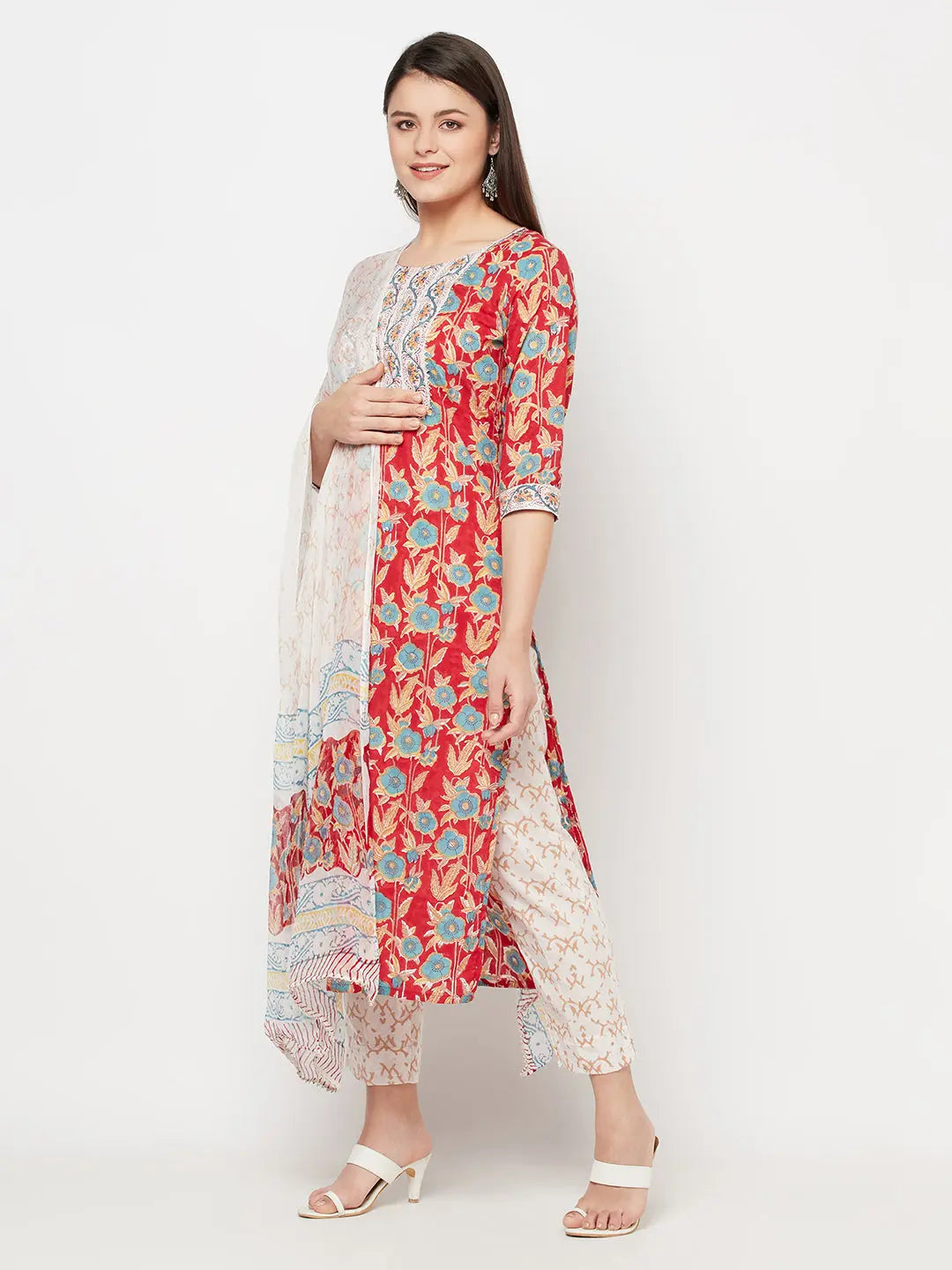 Block printed Kurta and Pant Set | Pure Cotton | Red | Lalli SOW