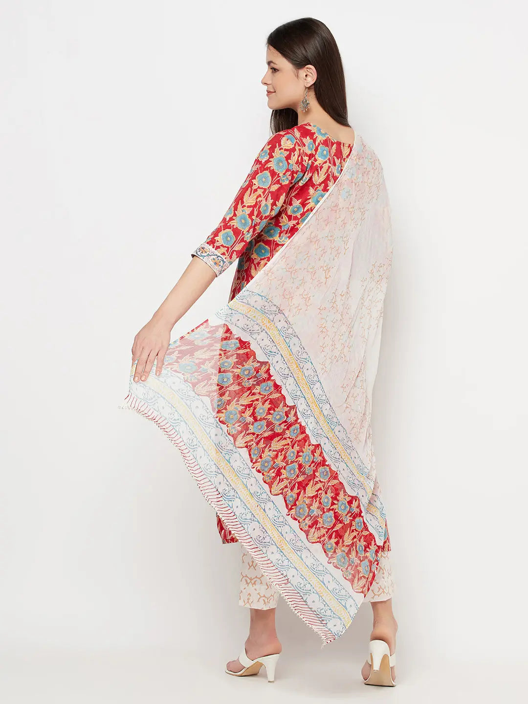 Block printed Kurta and Pant Set | Pure Cotton | Red | Lalli SOW