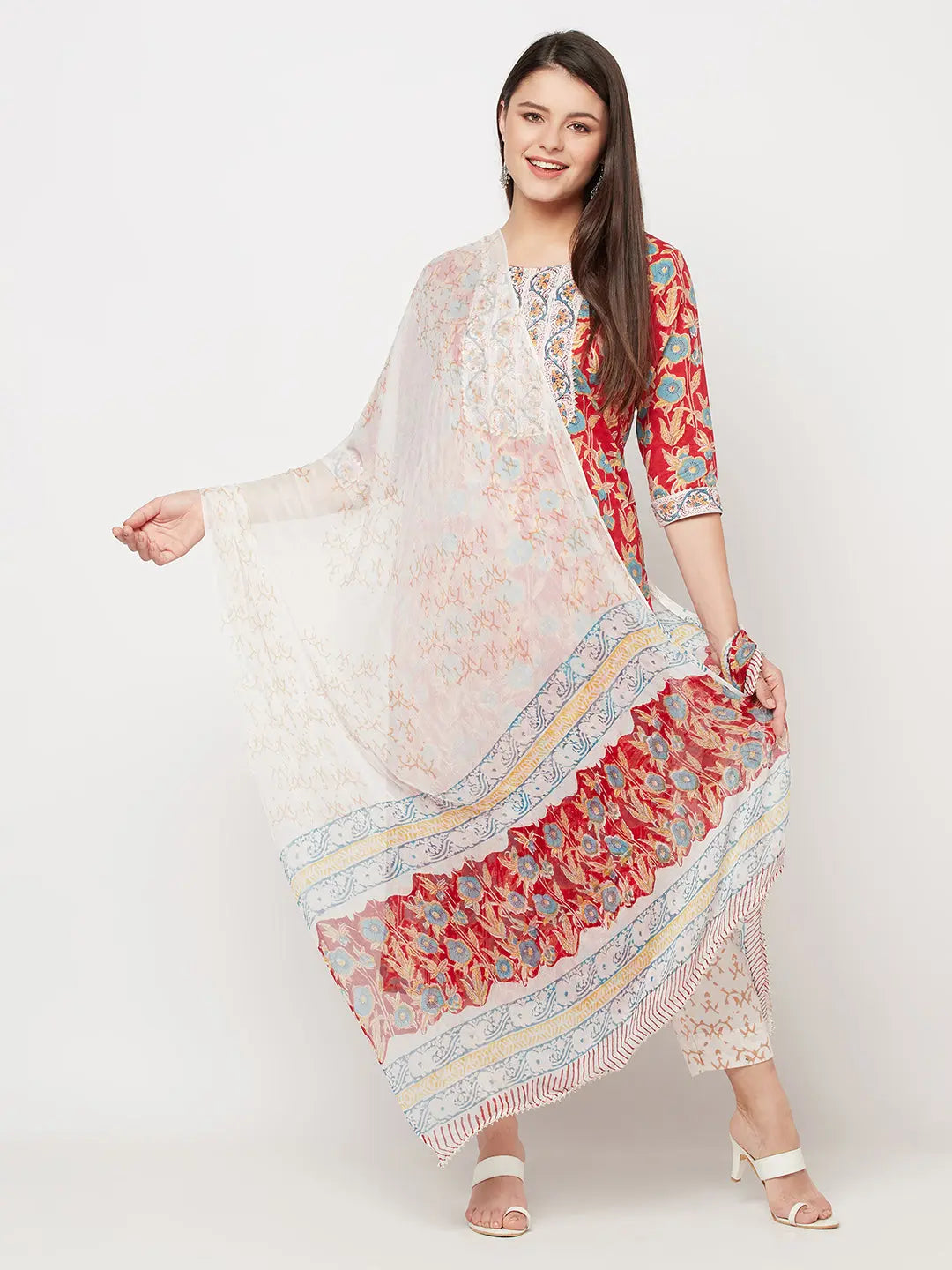 Block printed Kurta and Pant Set | Pure Cotton | Red | Lalli SOW