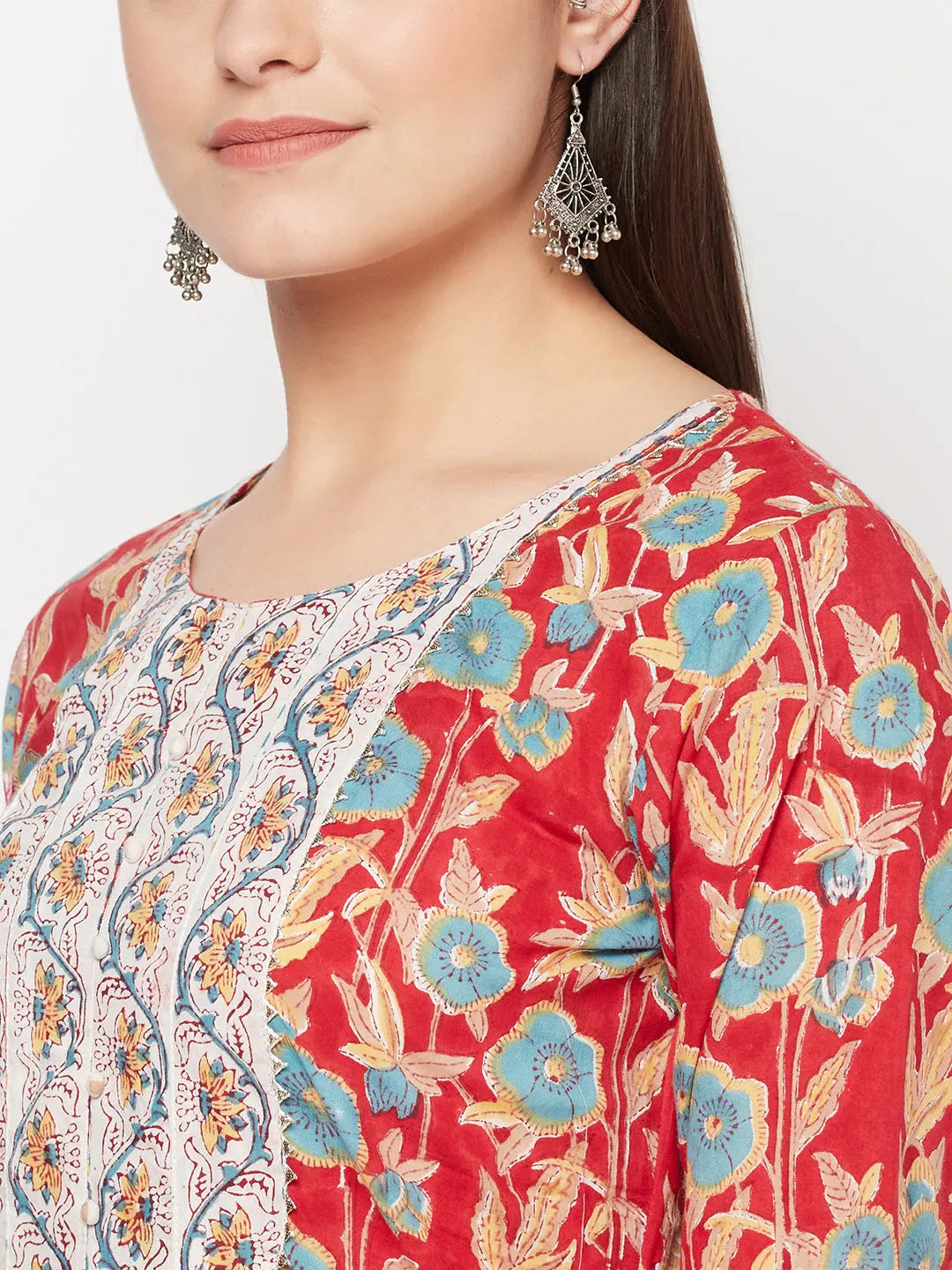 Block printed Kurta and Pant Set | Pure Cotton | Red | Lalli SOW