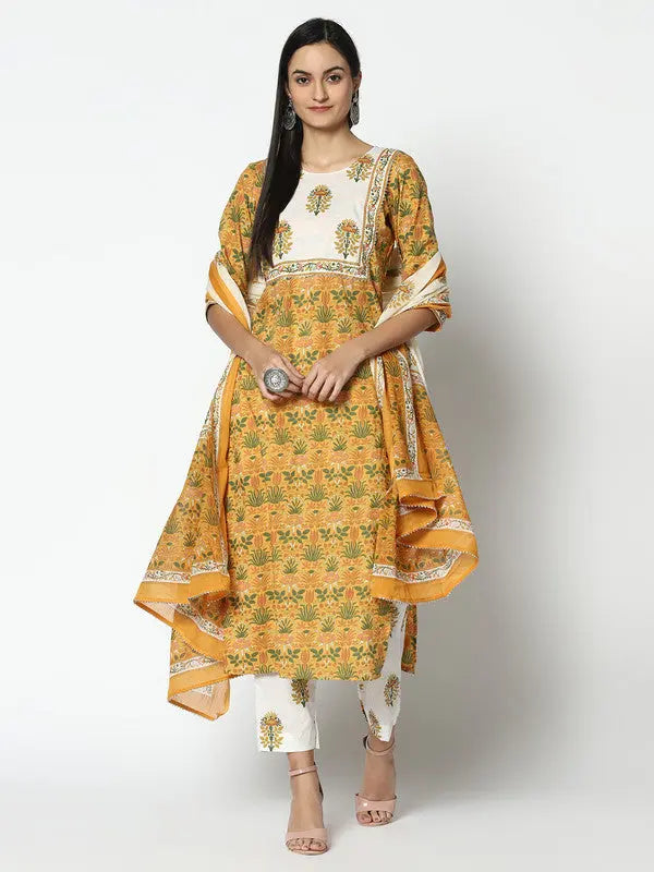 Block printed Kurta and Pant Set | Pure Cotton | Yellow | Firdaus SOW