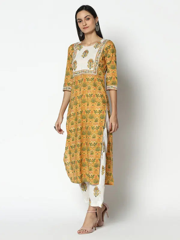 Block printed Kurta and Pant Set | Pure Cotton | Yellow | Firdaus SOW