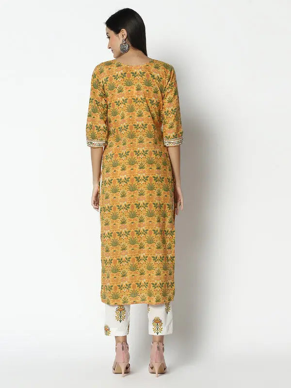 Block printed Kurta and Pant Set | Pure Cotton | Yellow | Firdaus SOW