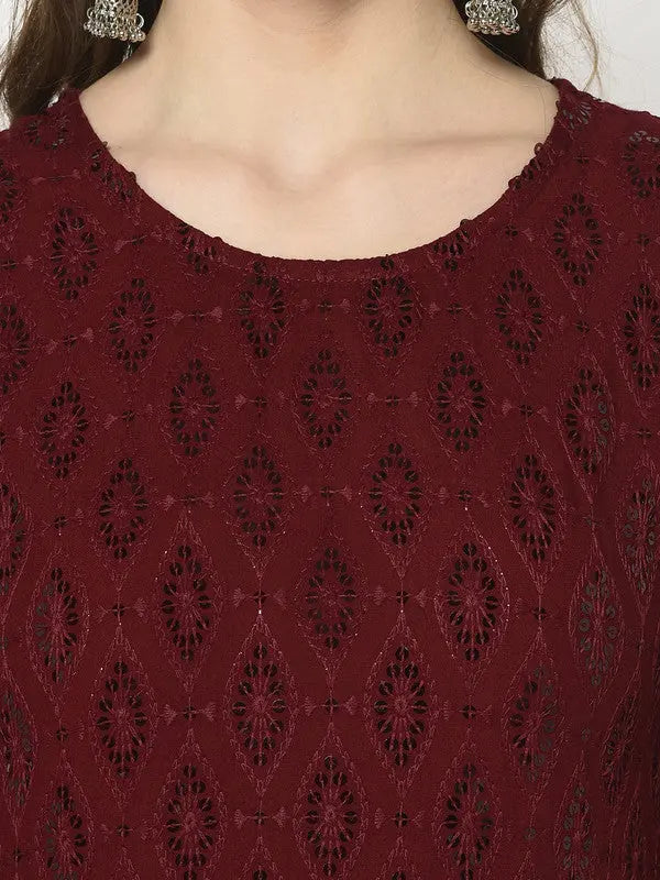 Embellished Kurta Set | Maroon | Zarine SOW
