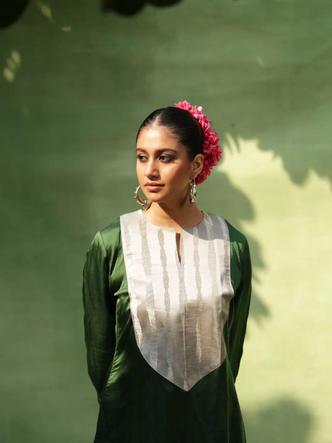 Linen Satin Kurta Set | Emerald SOW stories our way