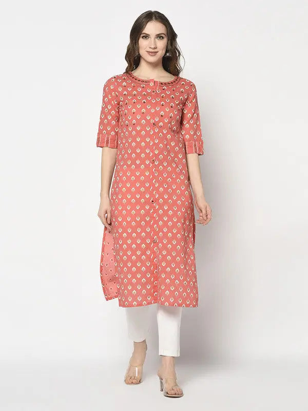 Pure Cotton Kurta | Mirror Embellished | Orange | Narangi SOW
