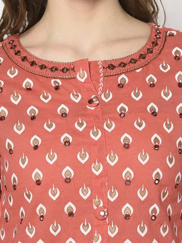 Pure Cotton Kurta | Mirror Embellished | Orange | Narangi SOW