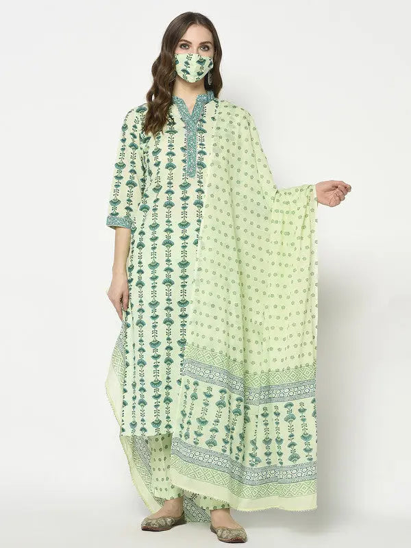 Pure Cotton Kurta and Pant Set | Block-printed | Green | Myirah SOW