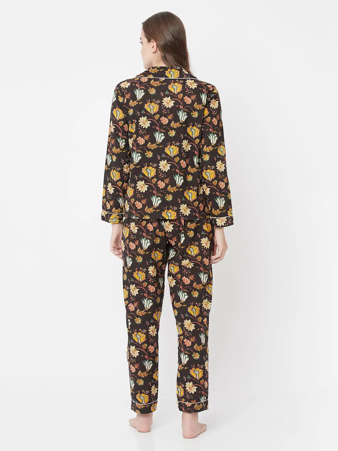 Pure Cotton Nightsuit Set | Black | Handblock | Sardine SOW