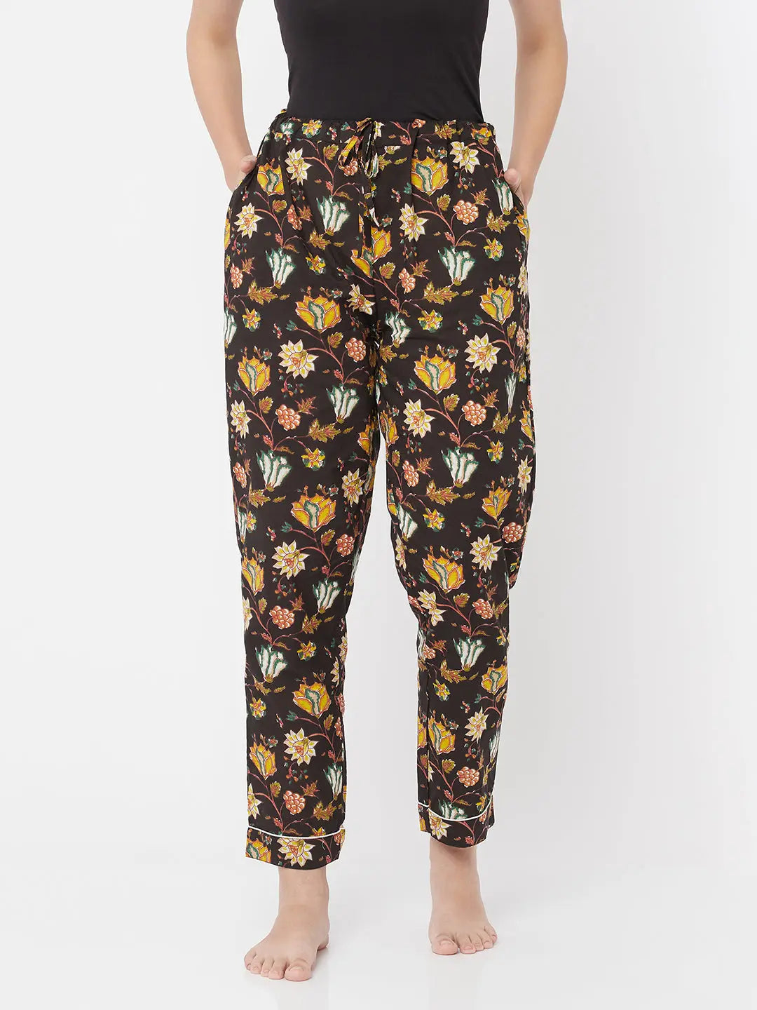 Pure Cotton Nightsuit Set | Black | Handblock | Sardine SOW