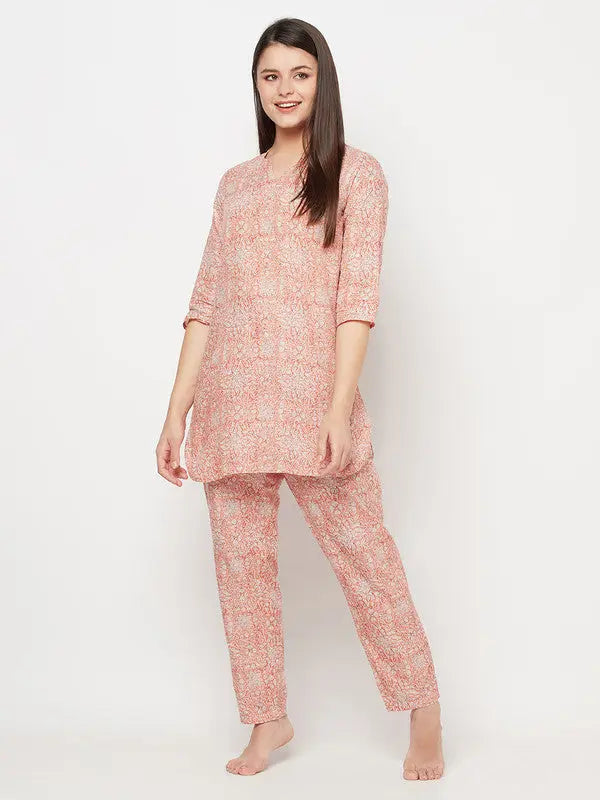 Pure Cotton Nightsuit Set | Zoya | Block print SOW