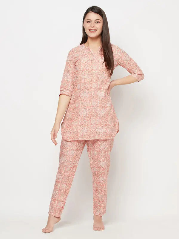 Pure Cotton Nightsuit Set | Zoya | Block print SOW