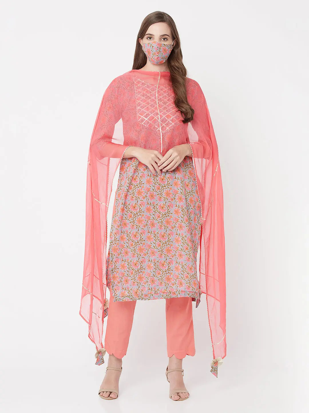 Pure Cotton Pink Print Kurta Set | Seyaat SOW