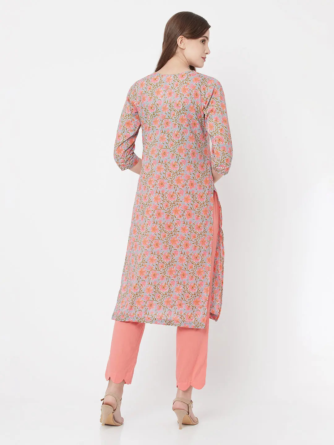Pure Cotton Pink Print Kurta Set | Seyaat SOW