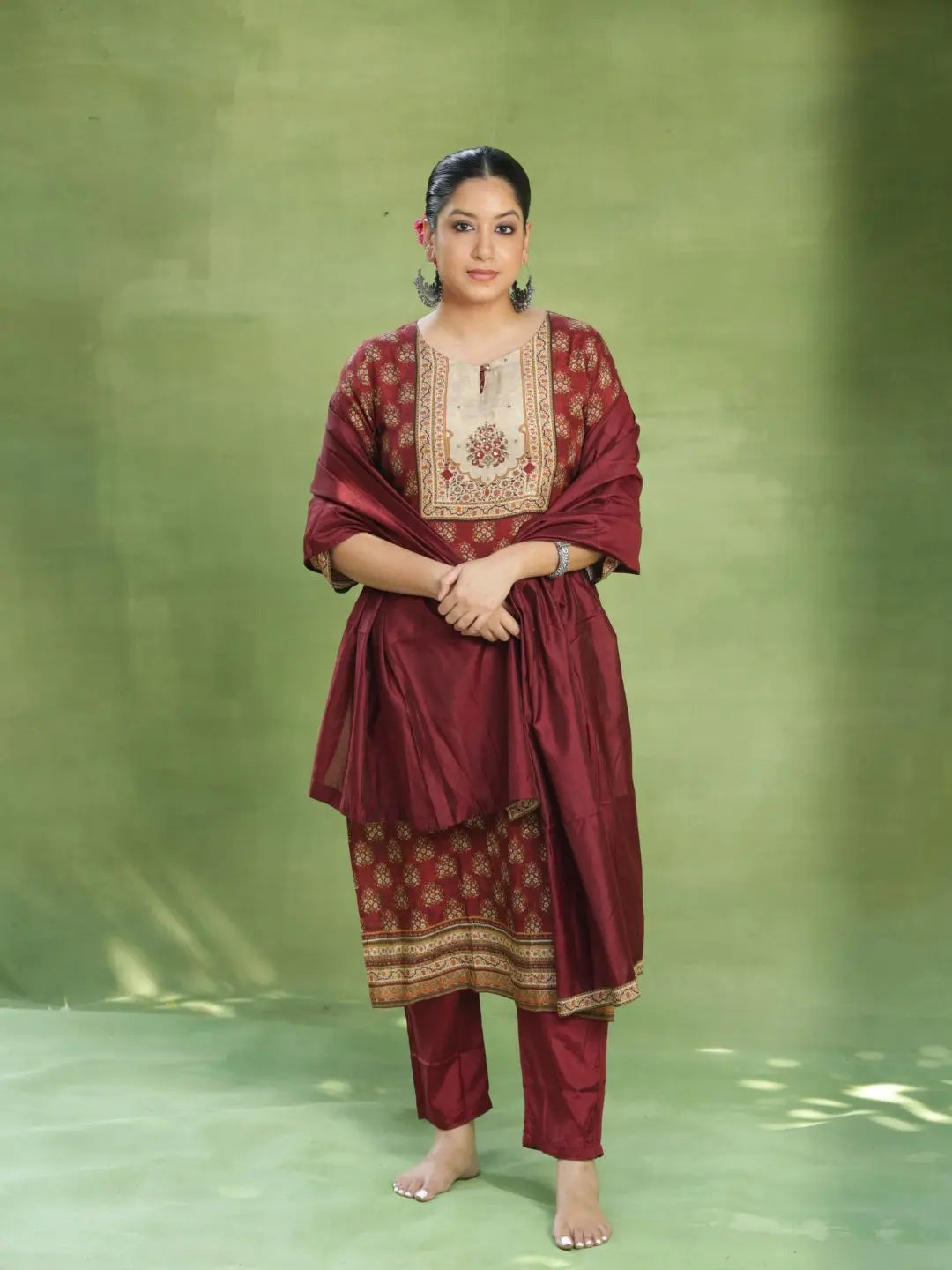 Bagh Maroon Suit Set SOW stories our way