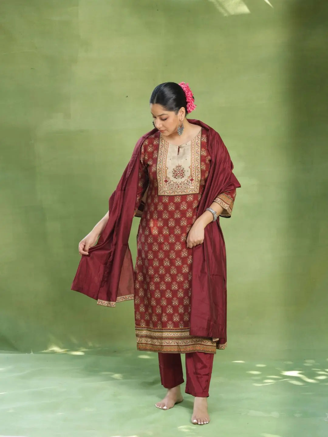 Bagh Maroon Suit Set SOW stories our way