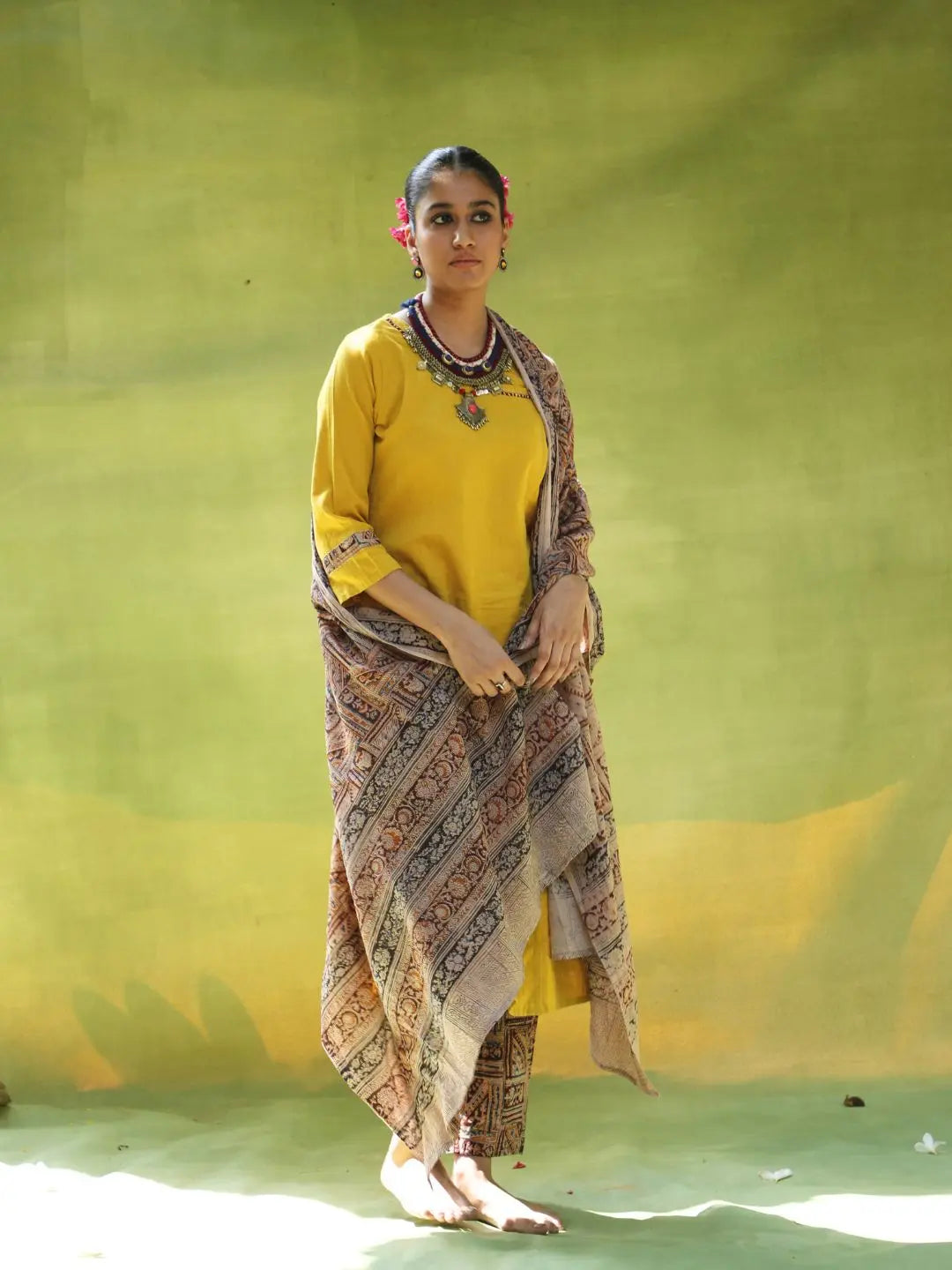 Handloom cotton Kurta Set | Yellow SOW