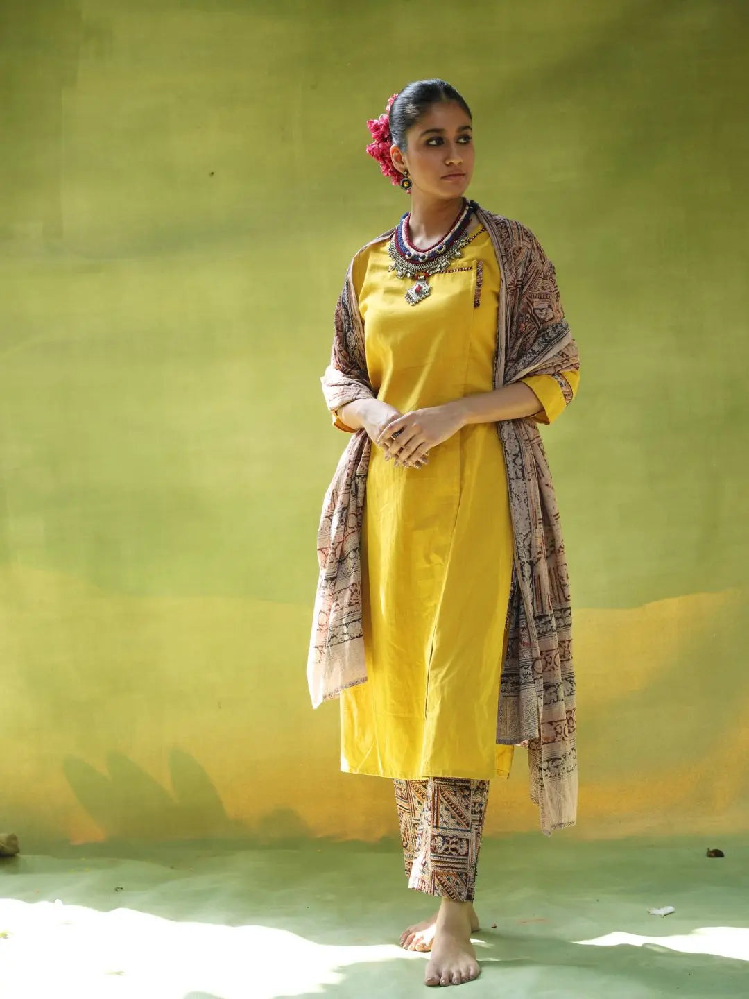 Handloom cotton Kurta Set | Yellow SOW