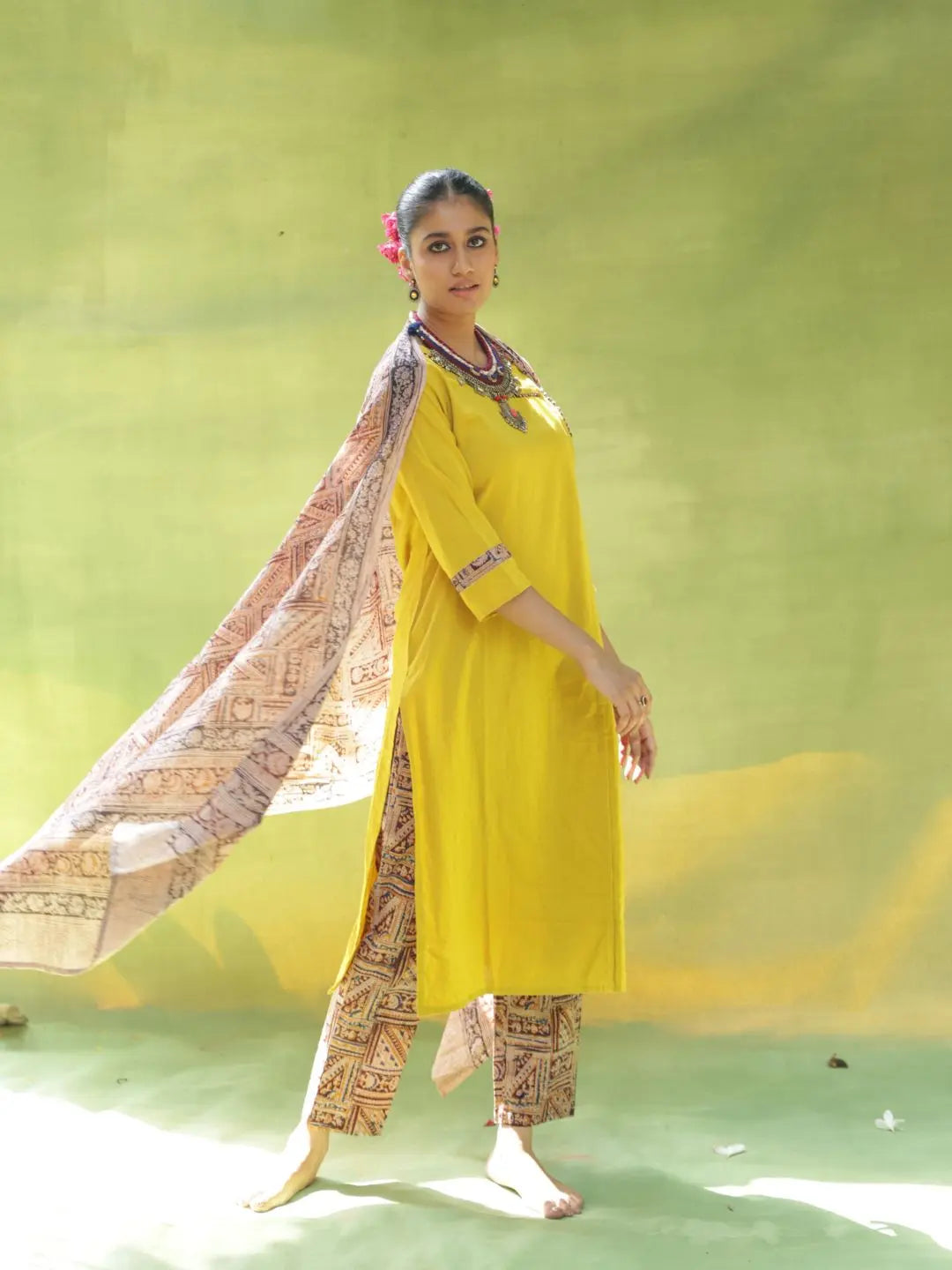 Handloom cotton Kurta Set | Yellow SOW