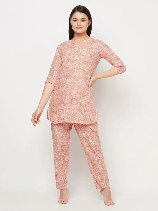 Pure Cotton Nightsuit Set | Zoya | Block print SOW