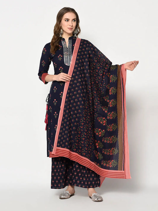 Pure Cotton Sharara Set | Blue | Neelambar SOW