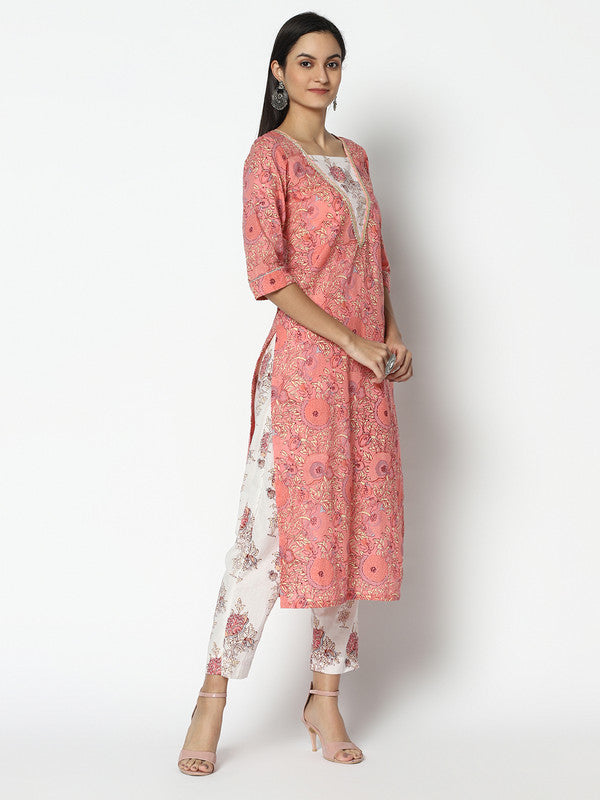 Pure Cotton Kurta and Pant Set | Pink | Shanaiyah